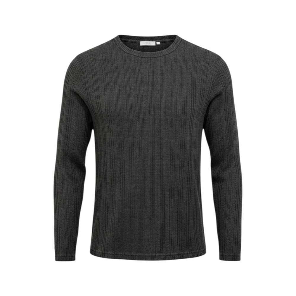Goodthreads Sweater Charcoal Grey Crewneck Shaker Stitch 100% Cotton - Small
